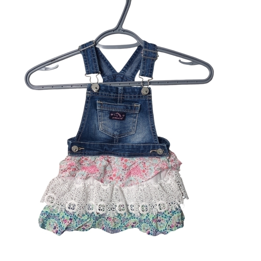 Jordache 2T Lace Floral Summer Denim Bib dress